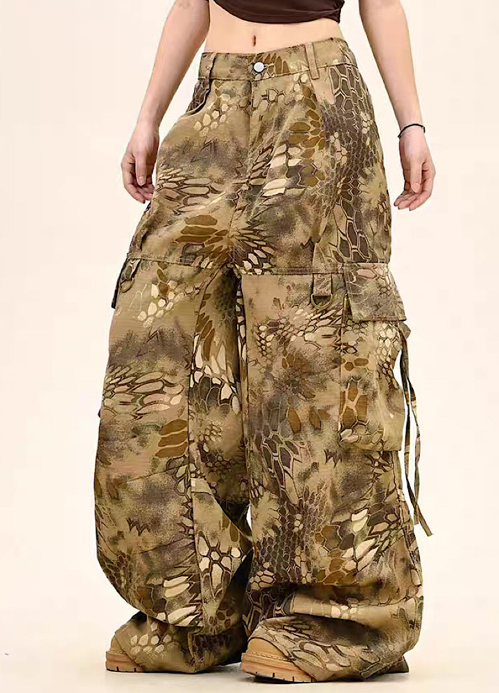 【9/5新作】Random leopard print wide silhouette cargo pants  HL3191