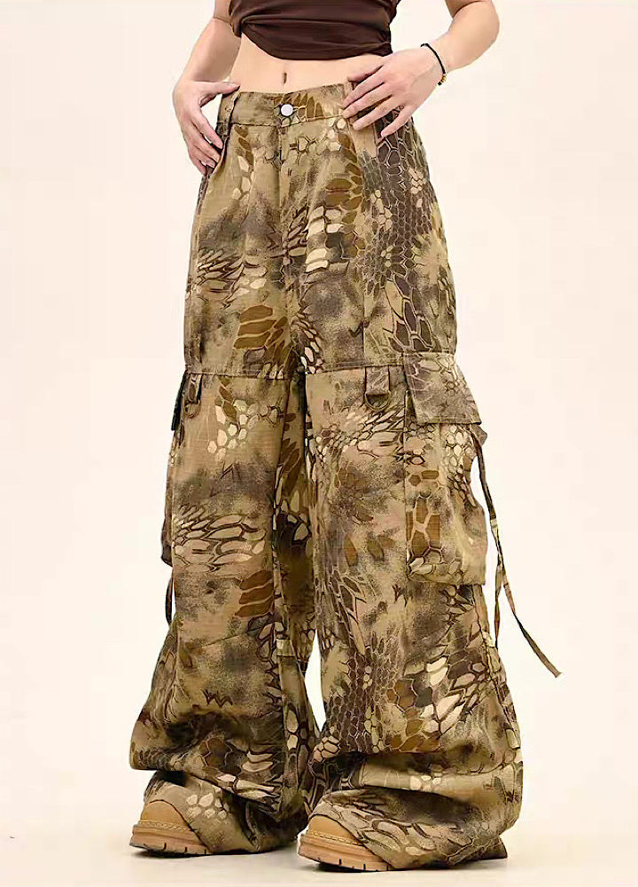 【9/5新作】Random leopard print wide silhouette cargo pants  HL3191