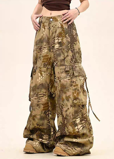 【9/5新作】Random leopard print wide silhouette cargo pants  HL3191