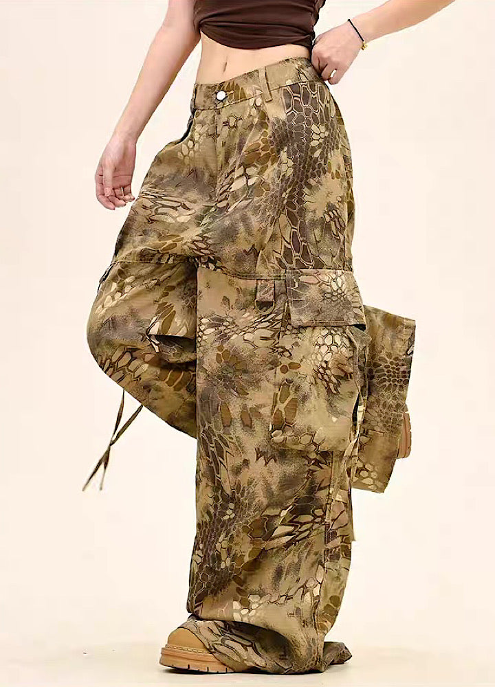 【9/5新作】Random leopard print wide silhouette cargo pants  HL3191