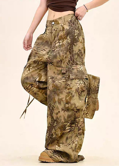 【9/5新作】Random leopard print wide silhouette cargo pants  HL3191