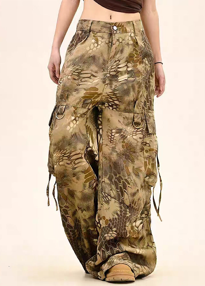 【9/5新作】Random leopard print wide silhouette cargo pants  HL3191