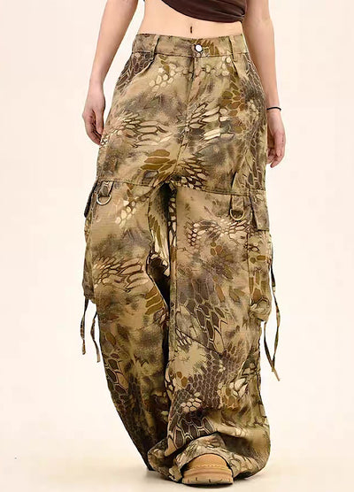 【9/5新作】Random leopard print wide silhouette cargo pants  HL3191