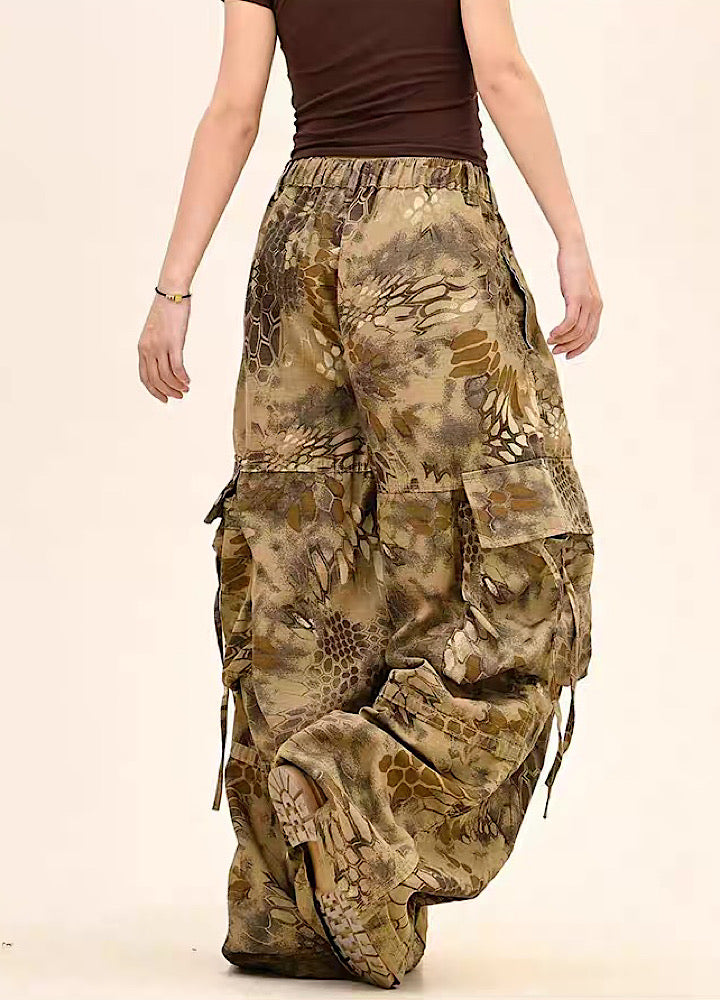 【9/5新作】Random leopard print wide silhouette cargo pants  HL3191