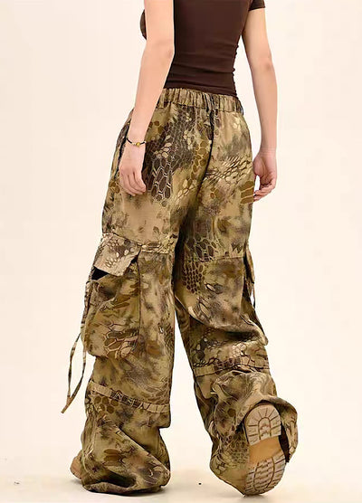 【9/5新作】Random leopard print wide silhouette cargo pants  HL3191