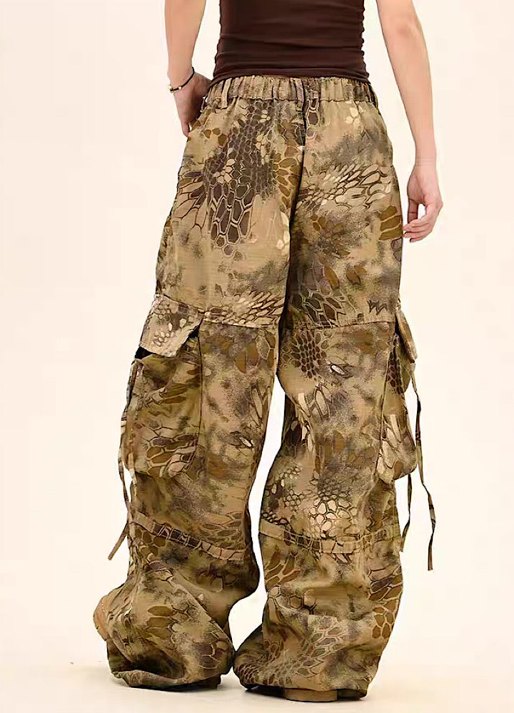 【9/5新作】Random leopard print wide silhouette cargo pants  HL3191