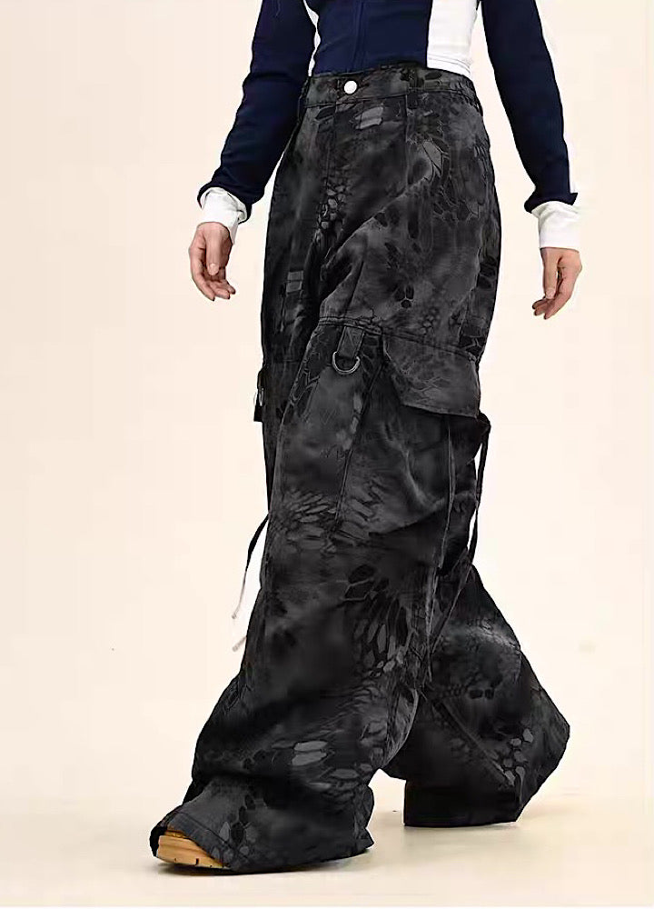 【9/5新作】Random leopard print wide silhouette cargo pants  HL3191