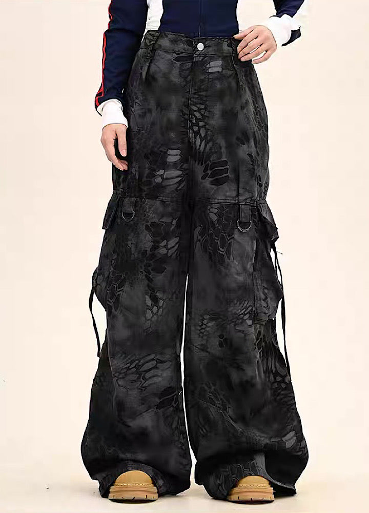 【9/5新作】Random leopard print wide silhouette cargo pants  HL3191