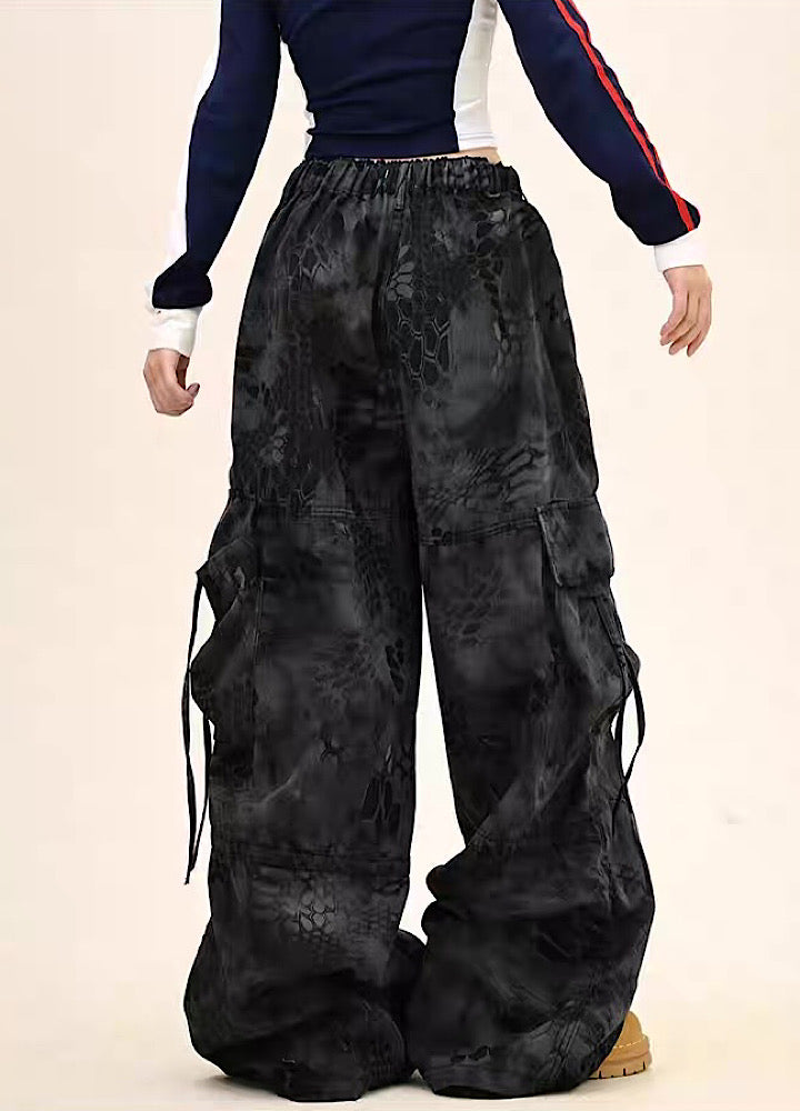 【9/5新作】Random leopard print wide silhouette cargo pants  HL3191