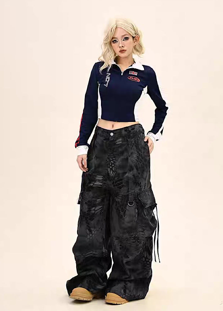 【9/5新作】Random leopard print wide silhouette cargo pants  HL3191
