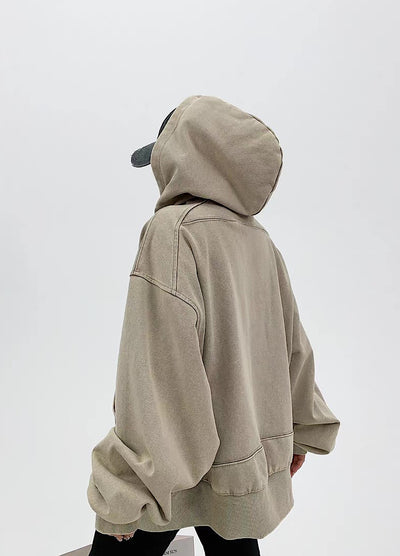 【9/5新作】Simple design wave line thick silhouette double zip hoodie  HL3192