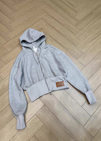 【9/5新作】Short silhouette design muted base color double zip hoodie  HL3193