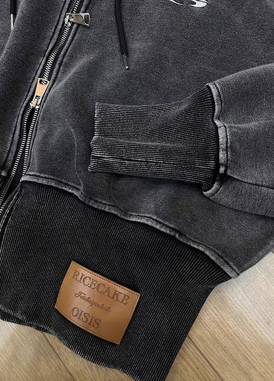 【9/5新作】Short silhouette design muted base color double zip hoodie  HL3193