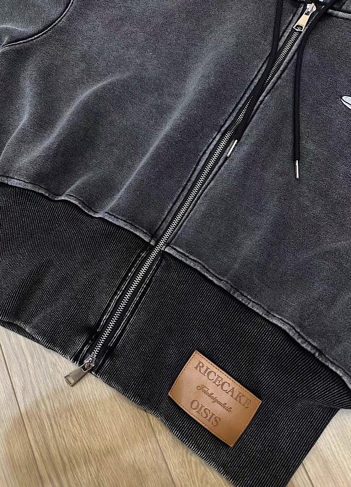 【9/5新作】Short silhouette design muted base color double zip hoodie  HL3193