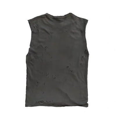 【9/5新作】Crystal Bone Hand Design Distressed Punk Sleeveless  HL3194