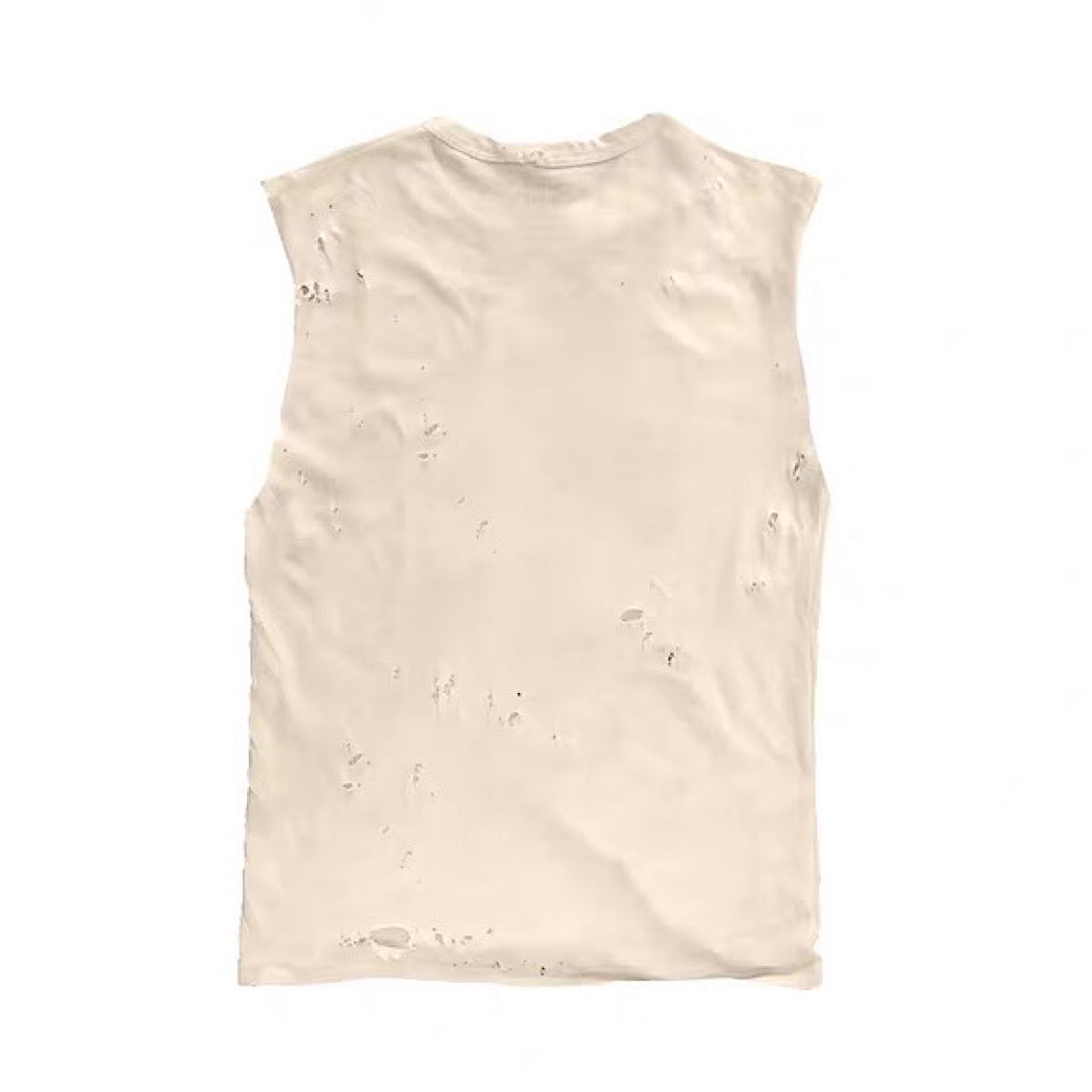 【9/5新作】Cross Red Paint Design Washed Sleeveless  HL3195