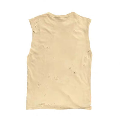 【9/5新作】Cross Red Paint Design Washed Sleeveless  HL3195