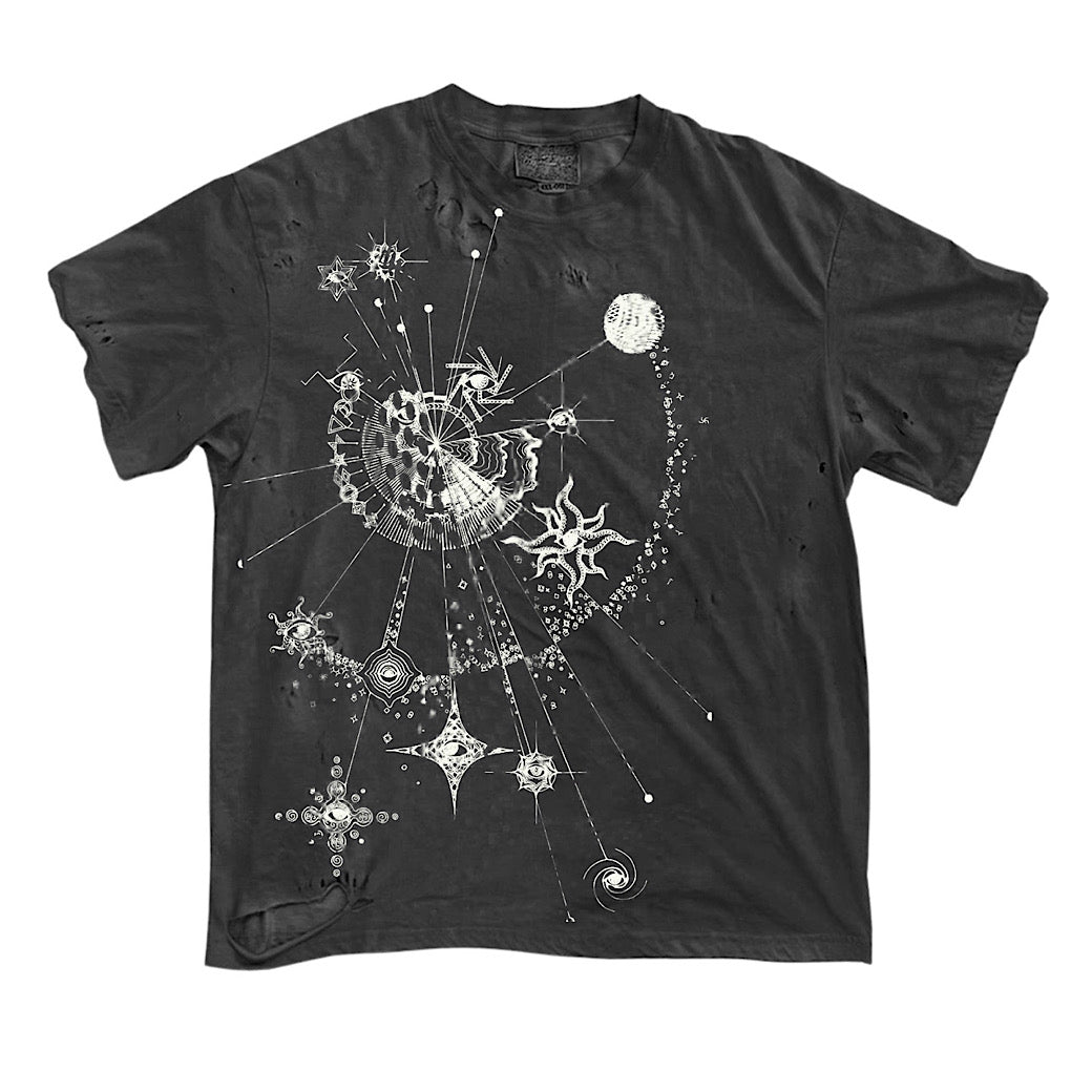 【9/5新作】Muted base moonlight front design short sleeve T-shirt  HL3196