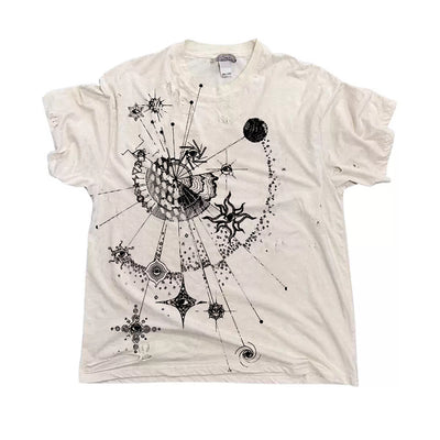 【9/5新作】Muted base moonlight front design short sleeve T-shirt  HL3196