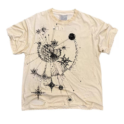 【9/5新作】Muted base moonlight front design short sleeve T-shirt  HL3196