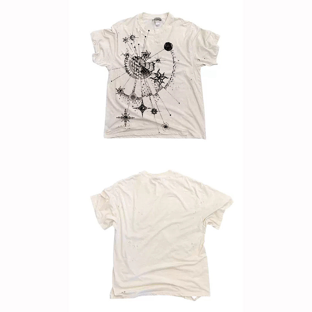 【9/5新作】Muted base moonlight front design short sleeve T-shirt  HL3196