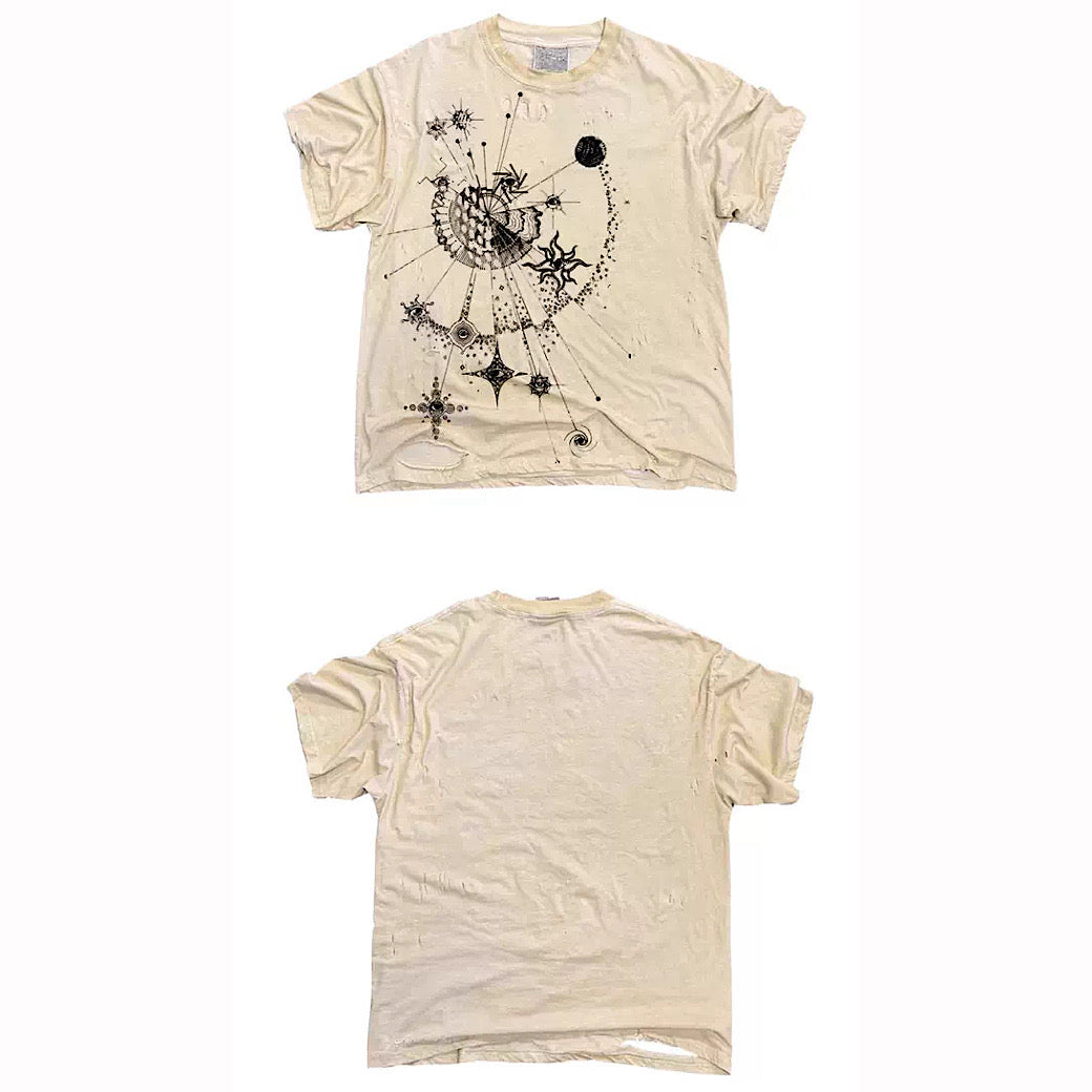 【9/5新作】Muted base moonlight front design short sleeve T-shirt  HL3196