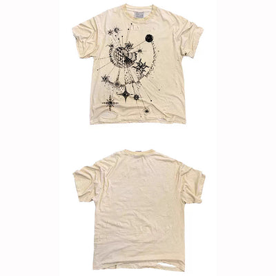 【9/5新作】Muted base moonlight front design short sleeve T-shirt  HL3196
