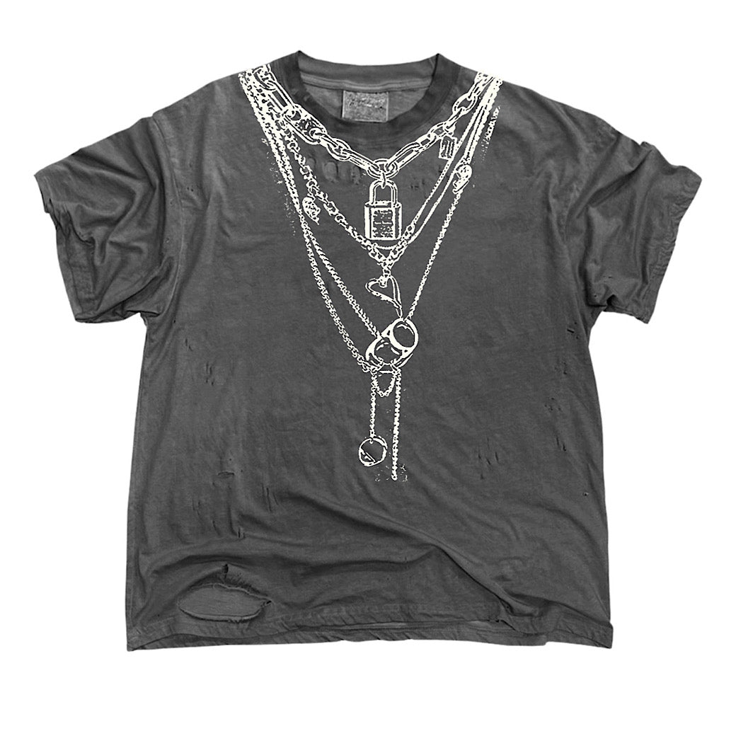 【9/5新作】Necklace print design muted color short sleeve T-shirt  HL3197