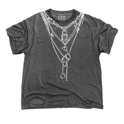 【9/5新作】Necklace print design muted color short sleeve T-shirt  HL3197