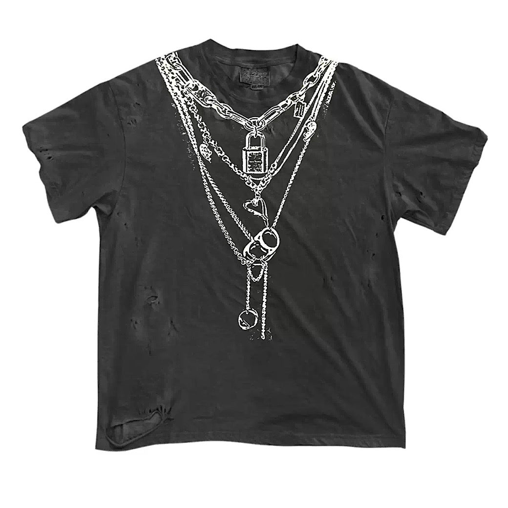 【9/5新作】Necklace print design muted color short sleeve T-shirt  HL3197