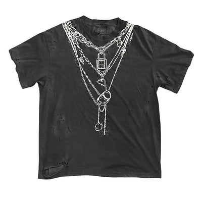 【9/5新作】Necklace print design muted color short sleeve T-shirt  HL3197