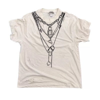 【9/5新作】Necklace print design muted color short sleeve T-shirt  HL3197
