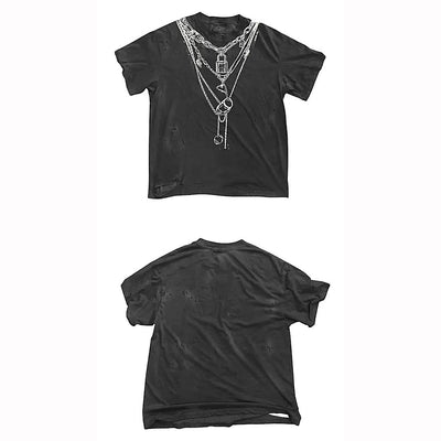 【9/5新作】Necklace print design muted color short sleeve T-shirt  HL3197