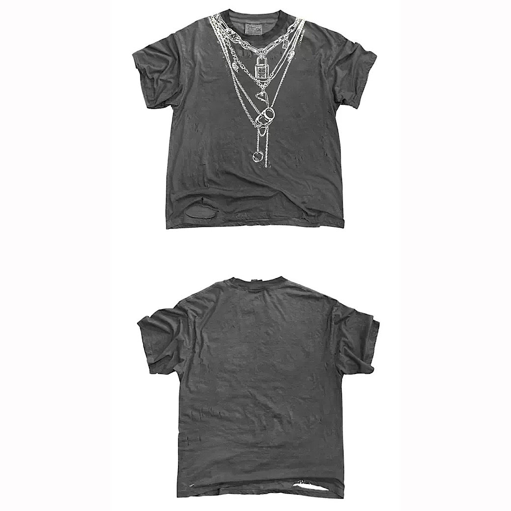 【9/5新作】Necklace print design muted color short sleeve T-shirt  HL3197