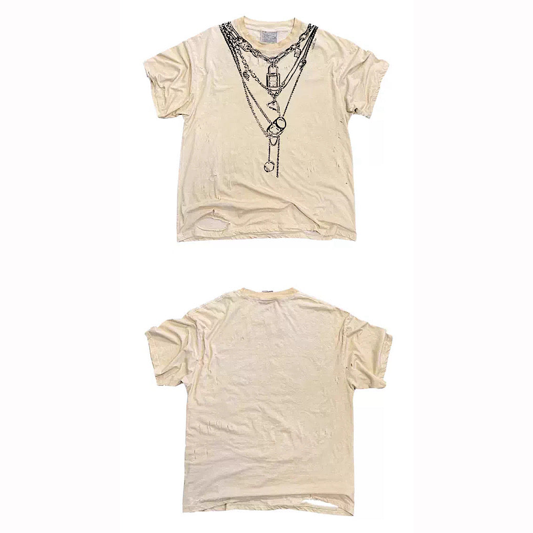 【9/5新作】Necklace print design muted color short sleeve T-shirt  HL3197