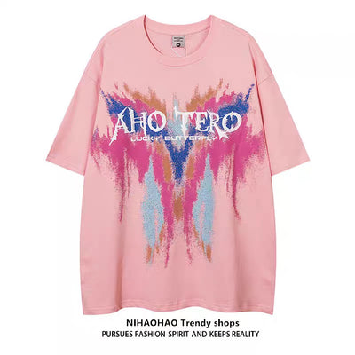 【NIHAOHAO】Paint Graphic Color Final Distant Short Sleeve T-Shirt  NH0097