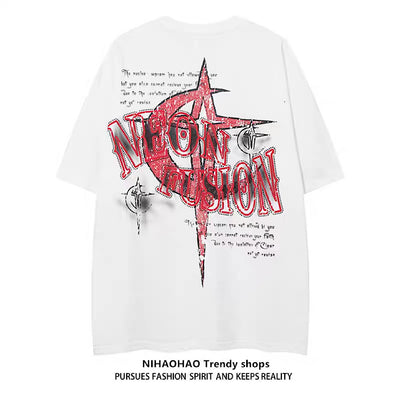 [NIHAOHAO] Move crossment back design short sleeve T-shirt NH0099