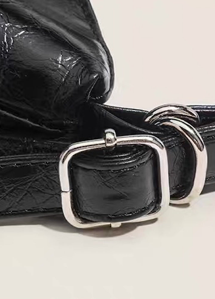【9/5新作】Compact size silver attachment 2-way leather design bag  HL3200