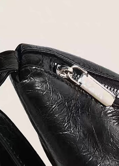 【9/5新作】Compact size silver attachment 2-way leather design bag  HL3200