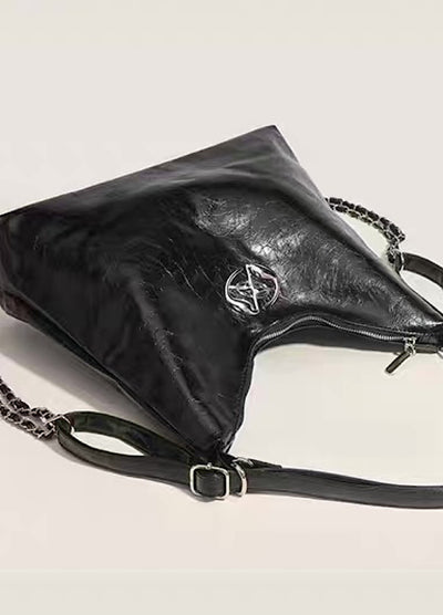 【9/5新作】Compact size silver attachment 2-way leather design bag  HL3200