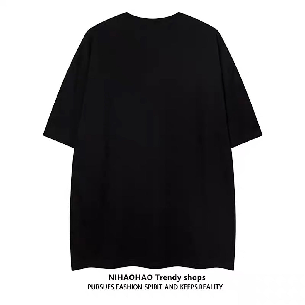 【NIHAOHAO】Subculture Road Initial Fiber Short Sleeve T-shirt  NH0100