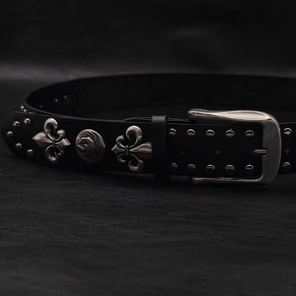 【9/5新作】Silver Attachment Cross Design Basic Belt  HL3201