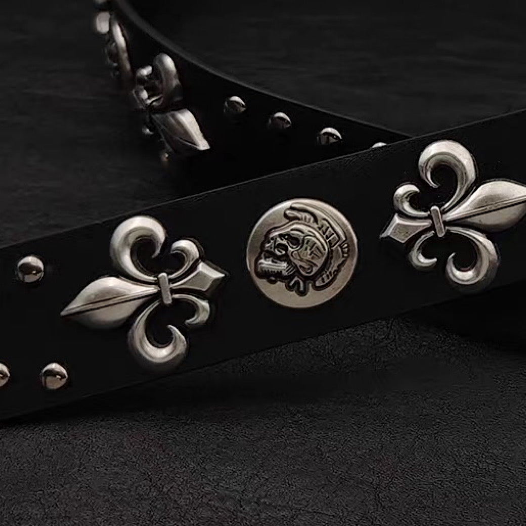 【9/5新作】Silver Attachment Cross Design Basic Belt  HL3201