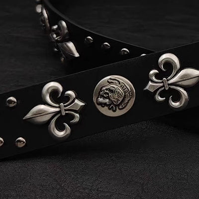 【9/5新作】Silver Attachment Cross Design Basic Belt  HL3201