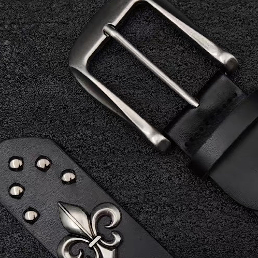 【9/5新作】Silver Attachment Cross Design Basic Belt  HL3201