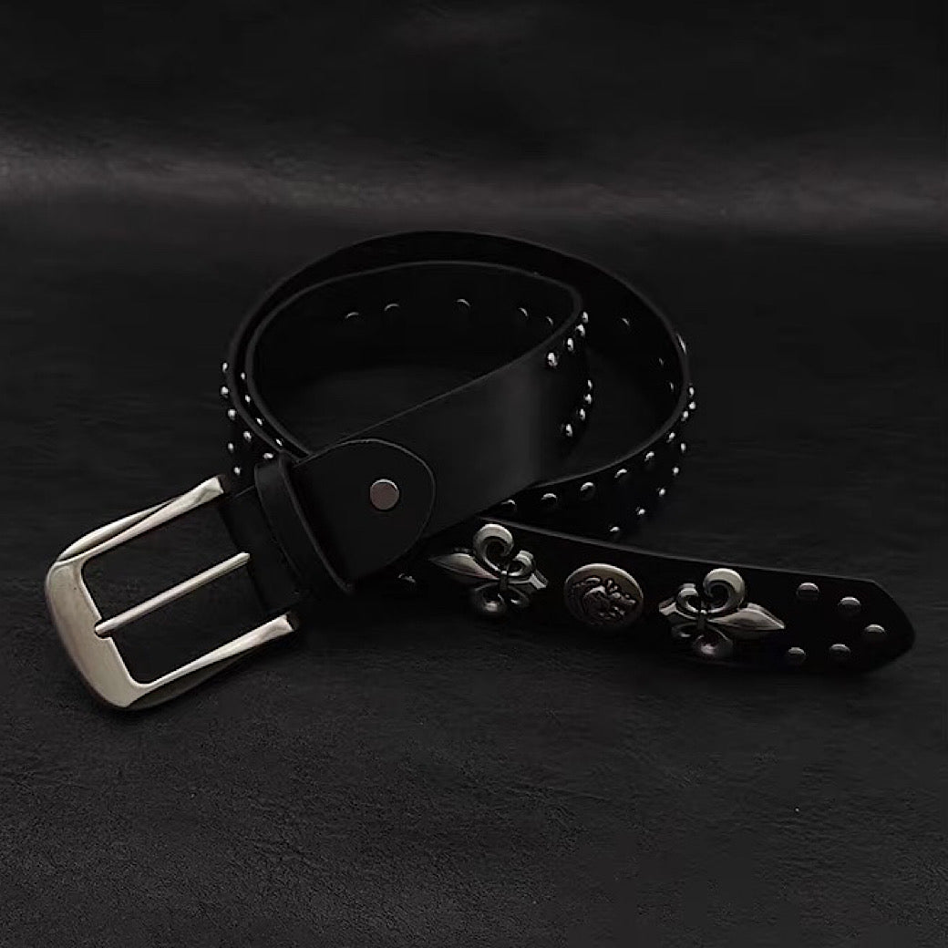 【9/5新作】Silver Attachment Cross Design Basic Belt  HL3201