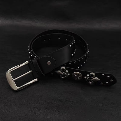 【9/5新作】Silver Attachment Cross Design Basic Belt  HL3201