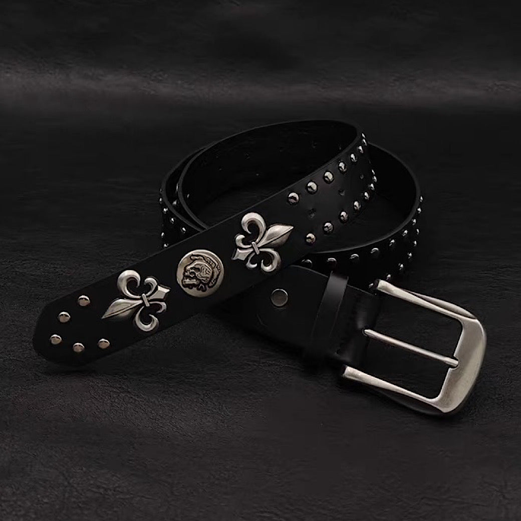 【9/5新作】Silver Attachment Cross Design Basic Belt  HL3201