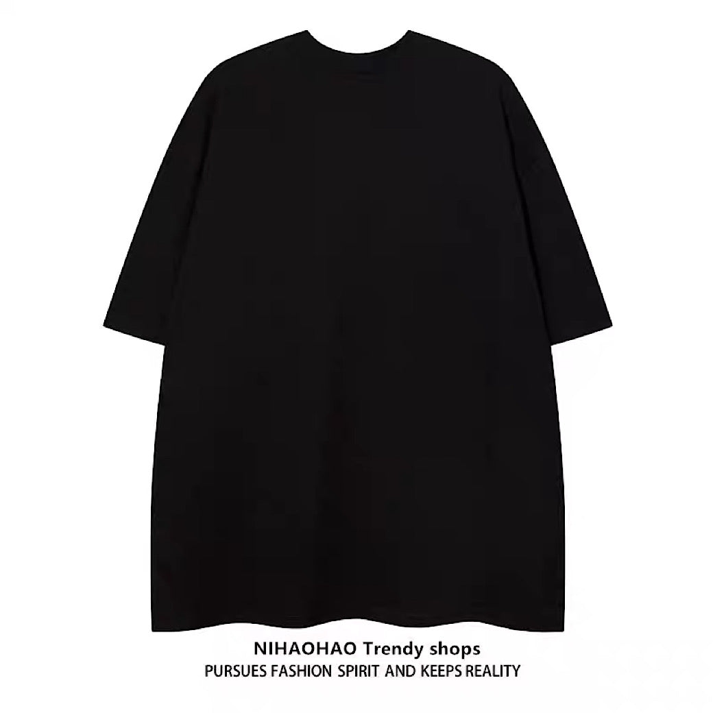[NIHAOHAO] Grunge style depiction front design short sleeve T-shirt NH0102