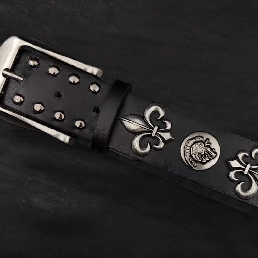 【9/5新作】Silver Attachment Cross Design Basic Belt  HL3201